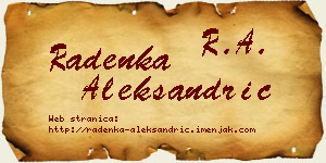 Radenka Aleksandrić vizit kartica